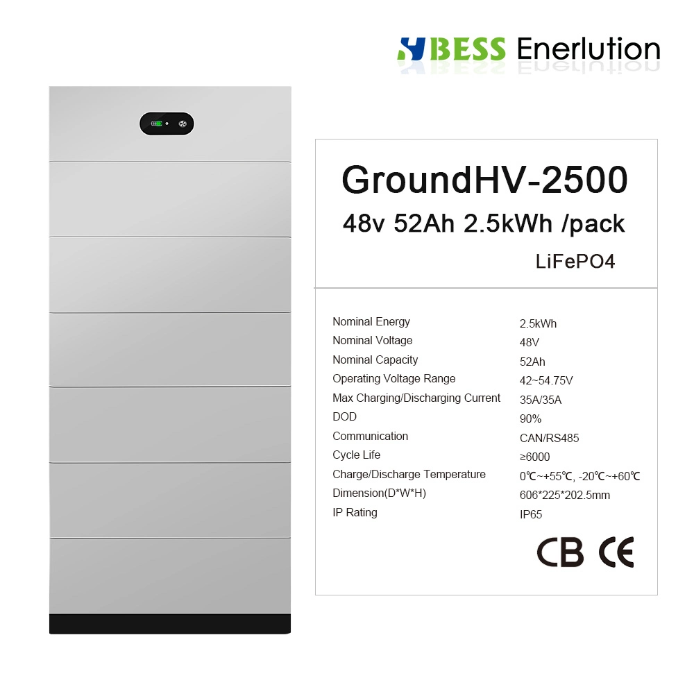 Ground High Voltage 48V to 500V 2.5kWh to 200kWh Lithium Battery Pack for solar panel power storage system IP65 For Growatt etc. Inverters