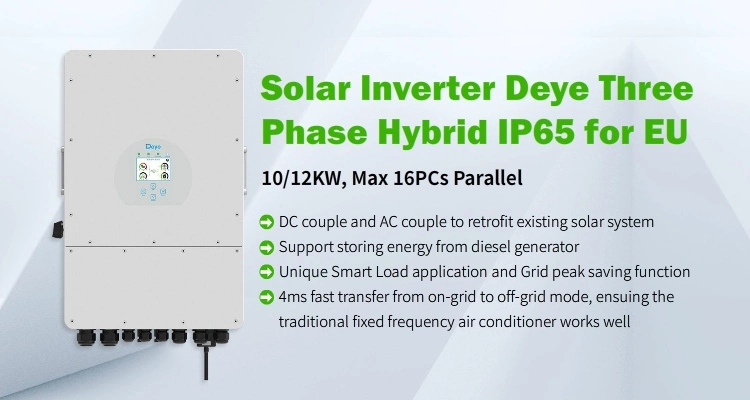 Deye 10kw 12kw Hybrid Solar Inverter 3 Phase Sun-10K-Sg04lp3-EU Low Voltage Battery with 2 MPPT for Home Solar System