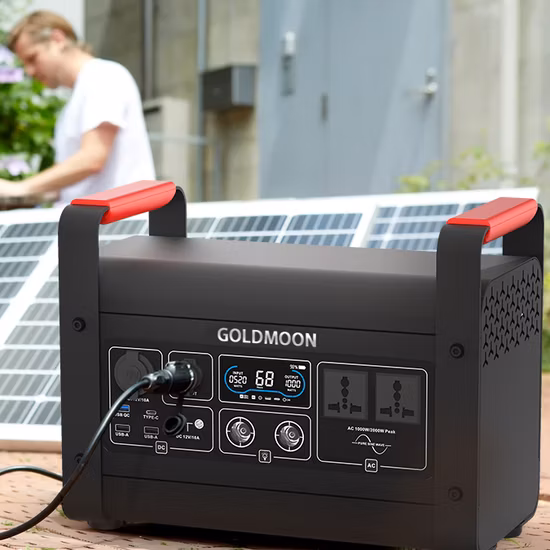 Goldmoon 220V 1000 Watt Tragbare Lithium Power Station with Solar Panel for Camping